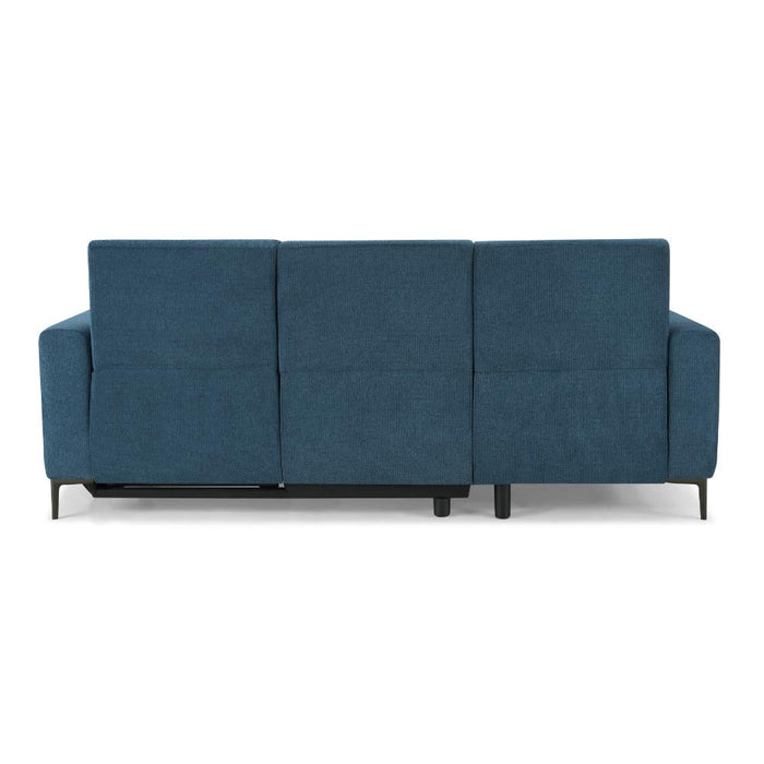 Ezra Power Recliner Sofa With Left Hand Chaise, Dark Blue Linen