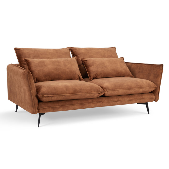 Wallace 2 Seater Sofa, Luxury Rustic Orange Velvet