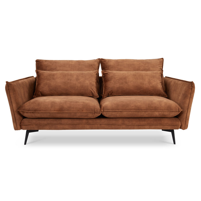 Wallace 2 Seater Sofa, Rustic Orange Velvet