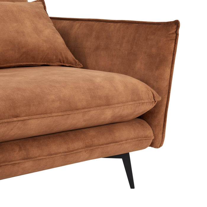 Wallace 2 Seater Sofa, Rustic Orange Velvet