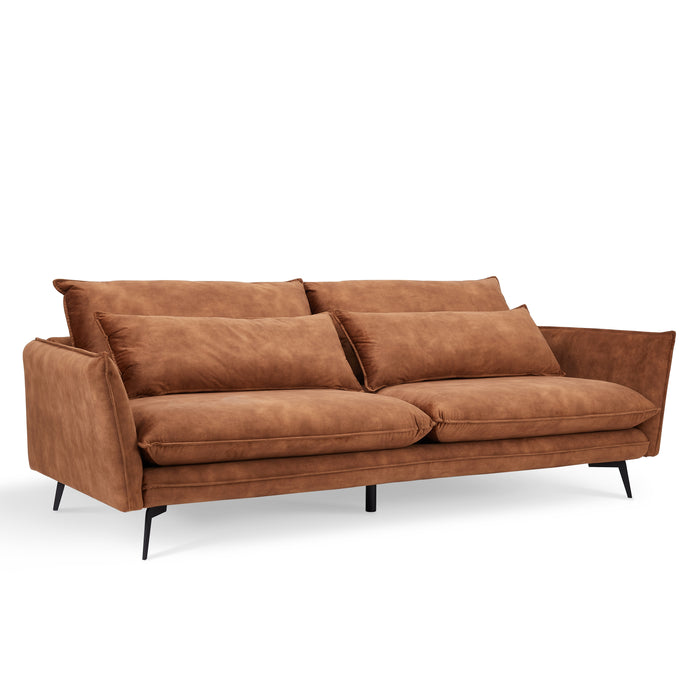 Wallace 3 Seater Sofa, Luxury Rustic Orange Velvet