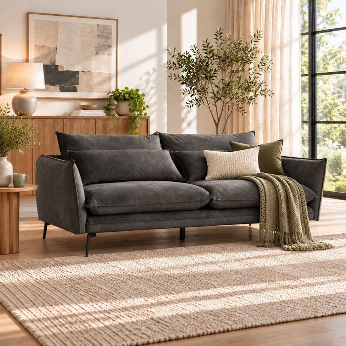 Wallace 2 Seater Sofa, Steel Grey Velvet