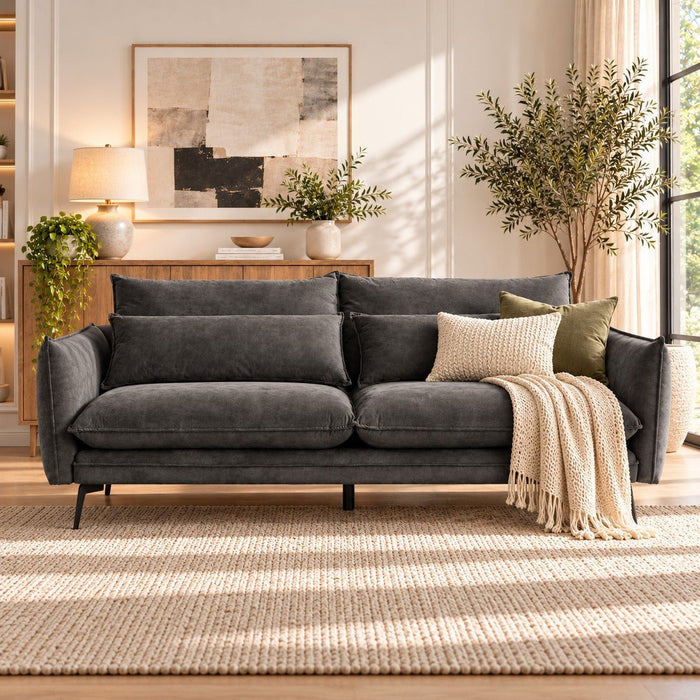 Wallace 2 Seater Sofa, Steel Grey Velvet