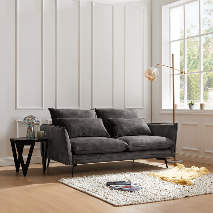 Wallace 2 Seater Sofa, Luxury Steel Grey Velvet