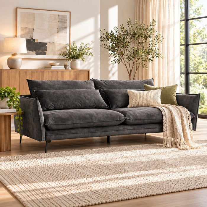 Wallace 3 Seater Sofa, Steel Grey Velvet
