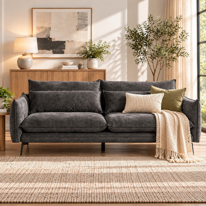 Wallace 3 Seater Sofa, Steel Grey Velvet