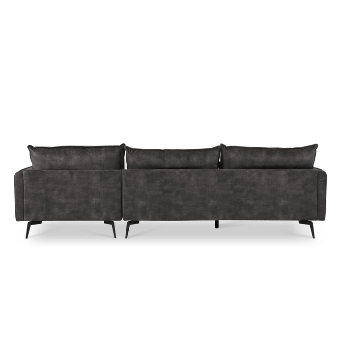 Savoy 3 Seater Corner Sofa Right Hand Chaise, Luxury Steel Grey Velvet