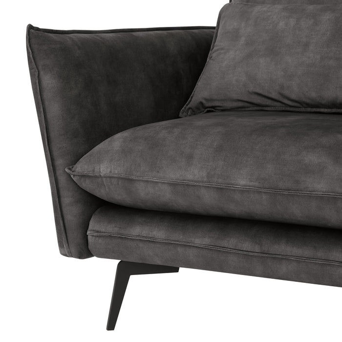 Savoy 3 Seater Corner Sofa Right Hand Chaise, Luxury Steel Grey Velvet