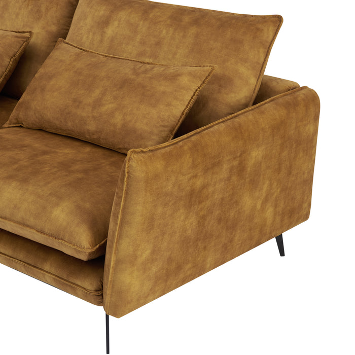 Savoy 3 Seater Corner Sofa Left Hand Chaise, Luxury Gold Velvet