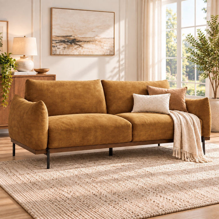Abbey 3 Seater Sofa, Gold Velvet