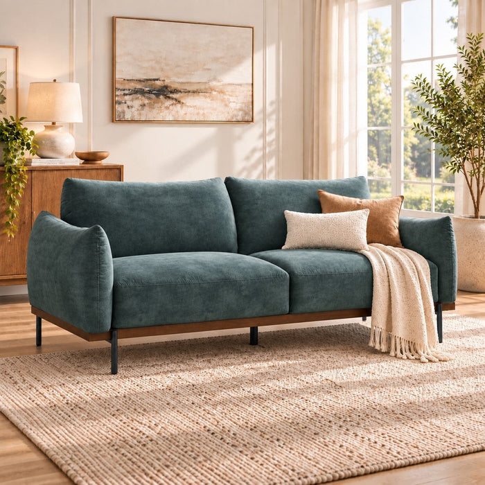 Abbey 2 Seater Sofa, Petrol Blue Velvet