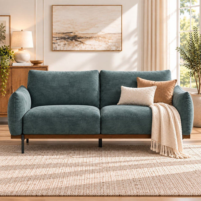 Abbey 2 Seater Sofa, Petrol Blue Velvet