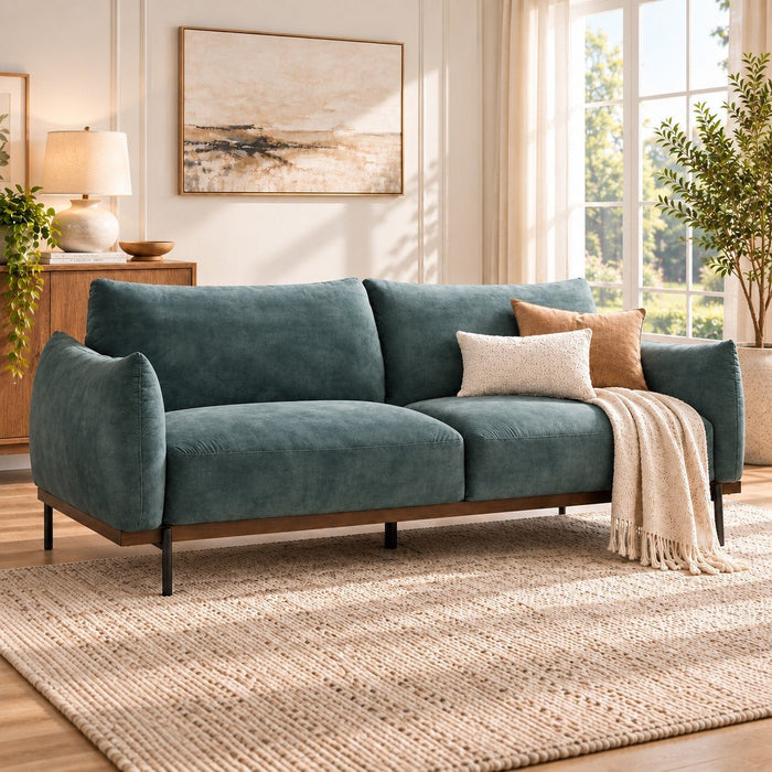 Abbey 3 Seater Sofa, Petrol Blue Velvet