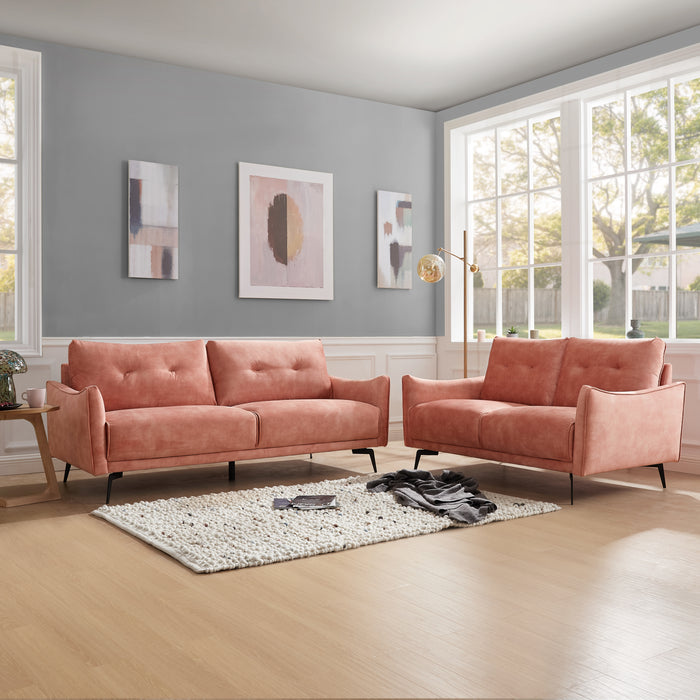 Kensington 2 Seater Sofa, Blush Pink Velvet