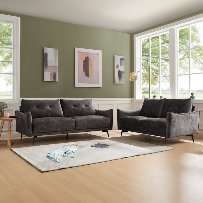 Kensington 2 Seater Sofa, Luxury Steel Grey Velvet