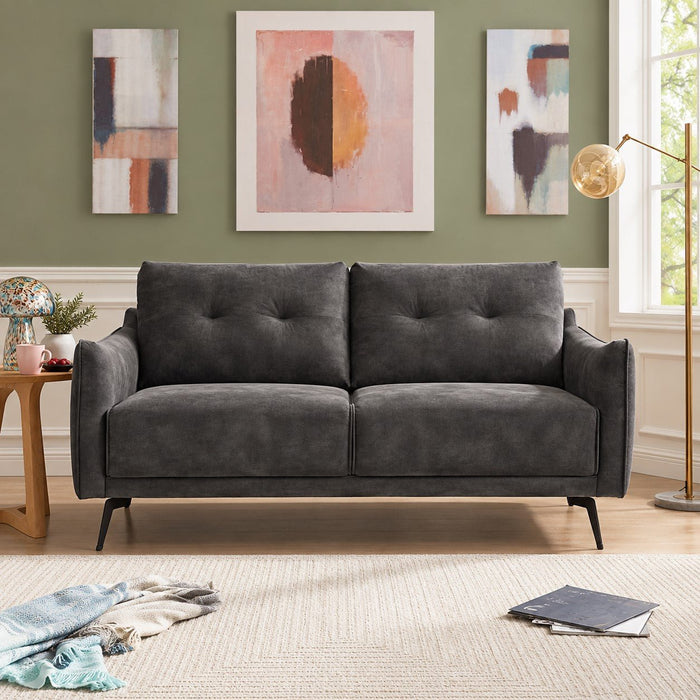 Kensington 2 Seater Sofa, Steel Grey Velvet