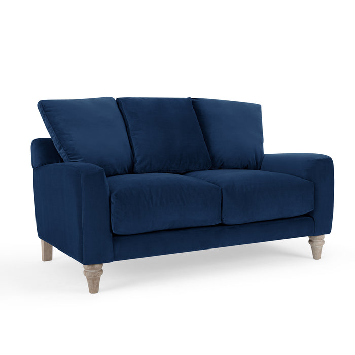 Covent 2 Seater Sofa With Scatter Back Cushions, Luxury Navy Blue Velvet