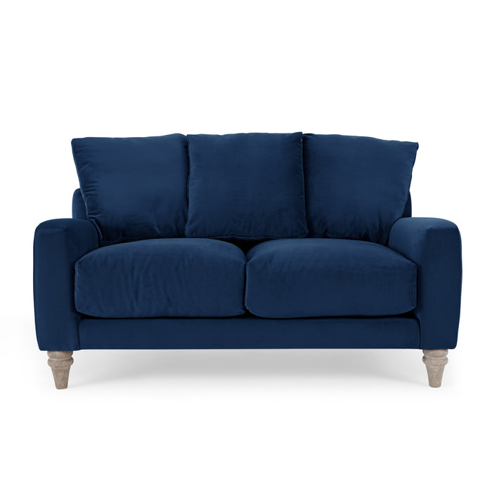Covent 2 Seater Sofa With Scatter Back Cushions, Luxury Navy Blue Velvet