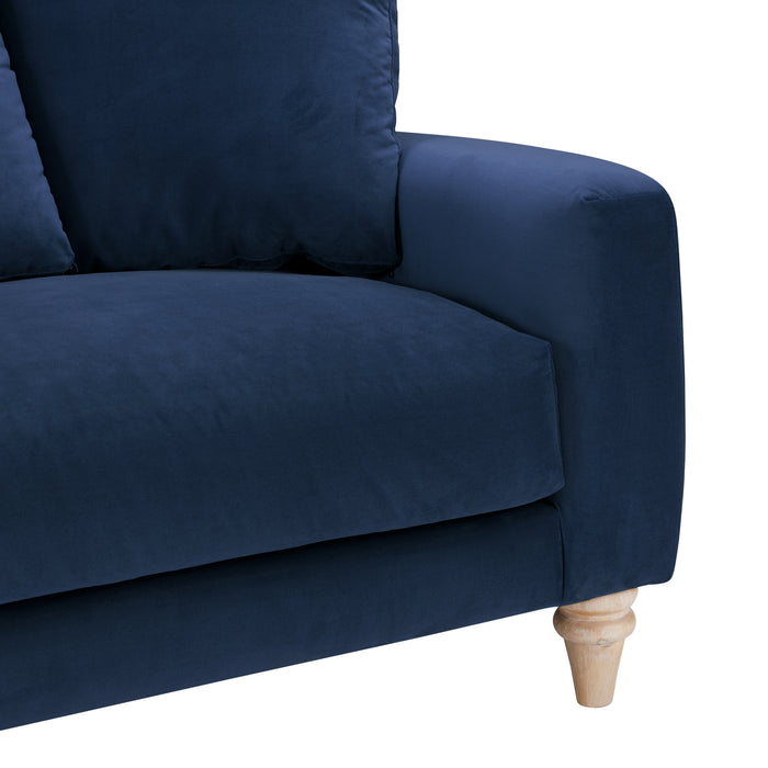 Covent 2 Seater Sofa With Scatter Back Cushions, Luxury Navy Blue Velvet