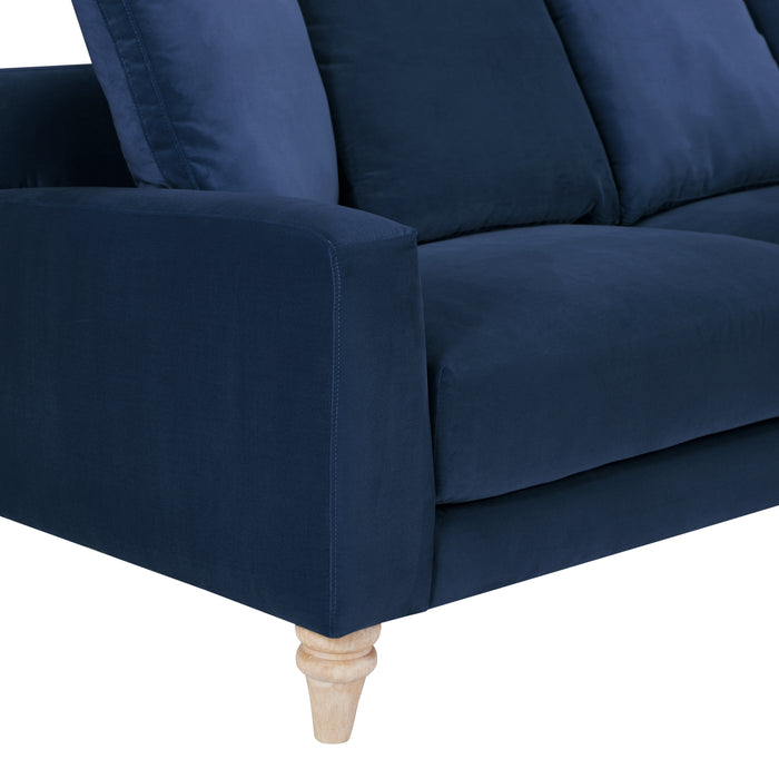 Covent 2 Seater Sofa With Scatter Back Cushions, Luxury Navy Blue Velvet