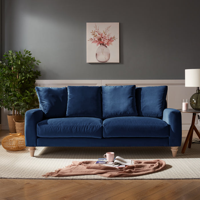 Covent Seater sofa Navy Blue Velvet Home Detail UK