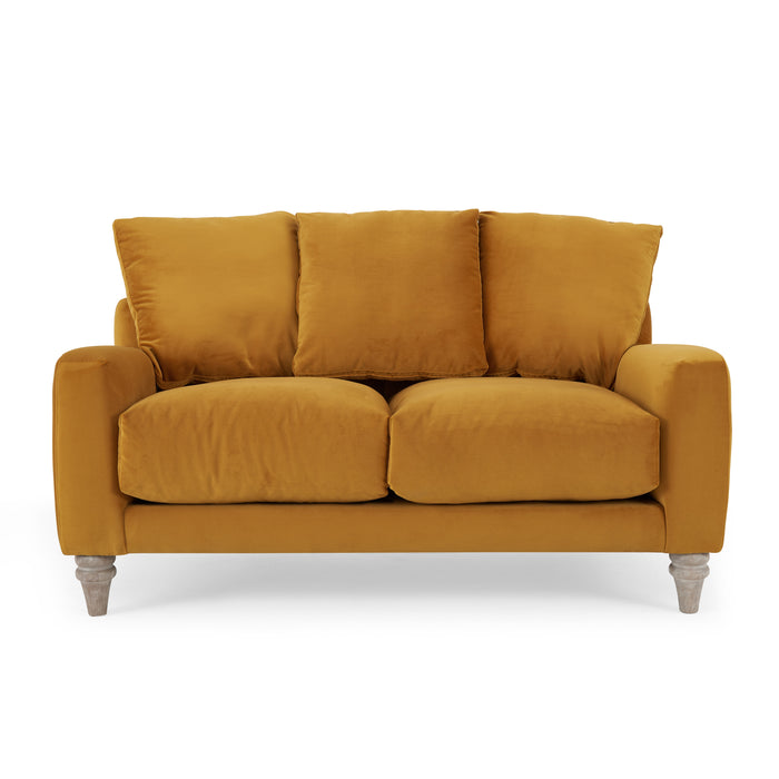 Covent 2 Seater Sofa With Scatter Back Cushions, Luxury Mustard Velvet