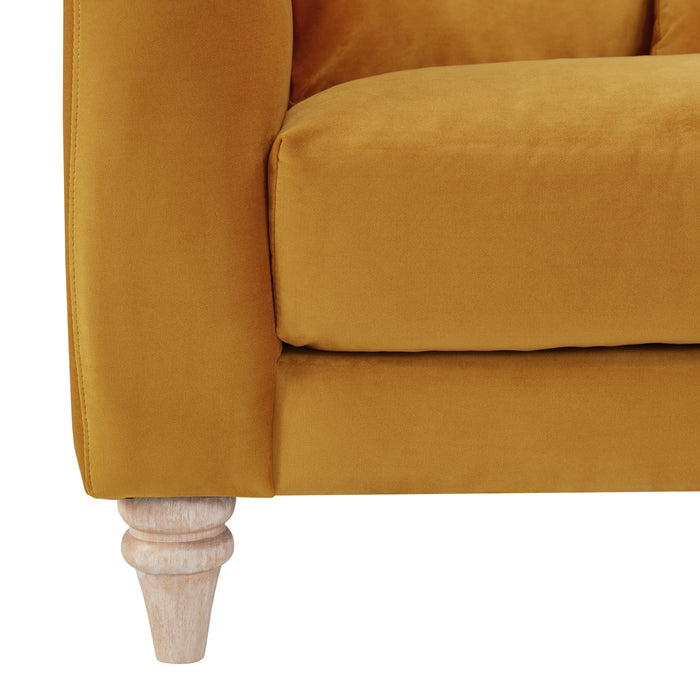 Covent 2 Seater Sofa With Scatter Back Cushions, Luxury Mustard Velvet