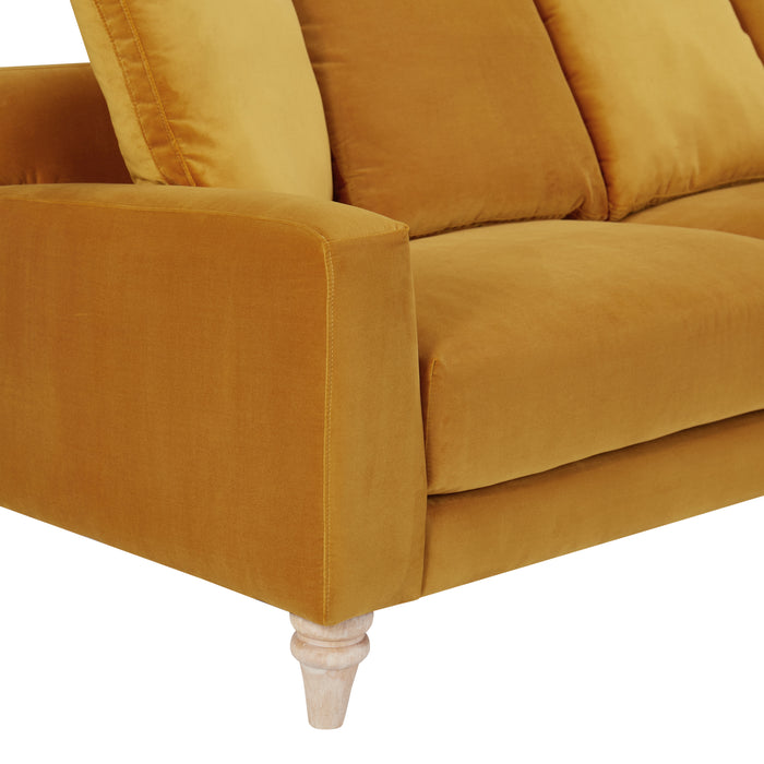 Covent 2 Seater Sofa With Scatter Back Cushions, Luxury Mustard Velvet