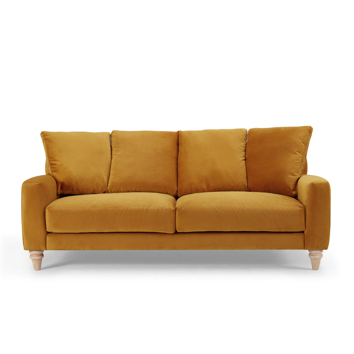 Covent 3 Seater Sofa With Scatter Back Cushions, Luxury Mustard Velvet