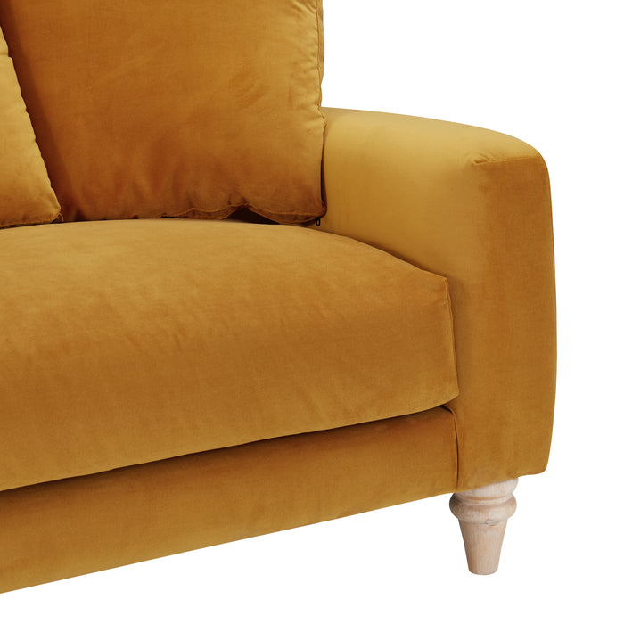 Covent 3 Seater Sofa With Scatter Back Cushions, Luxury Mustard Velvet