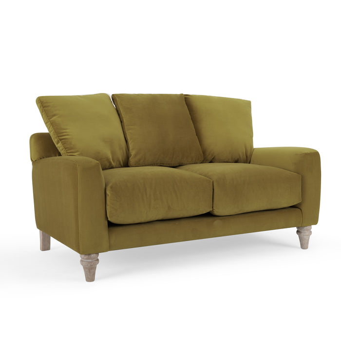 Covent 2 Seater Sofa With Scatter Back Cushions, Luxury Olive Green Velvet