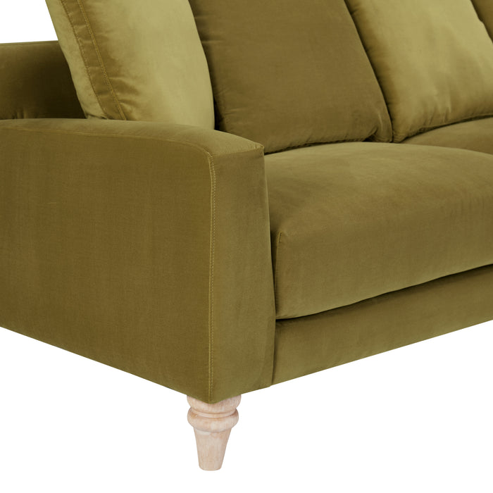 Covent 3 Seater Sofa With Scatter Back Cushions, Luxury Olive Green Velvet