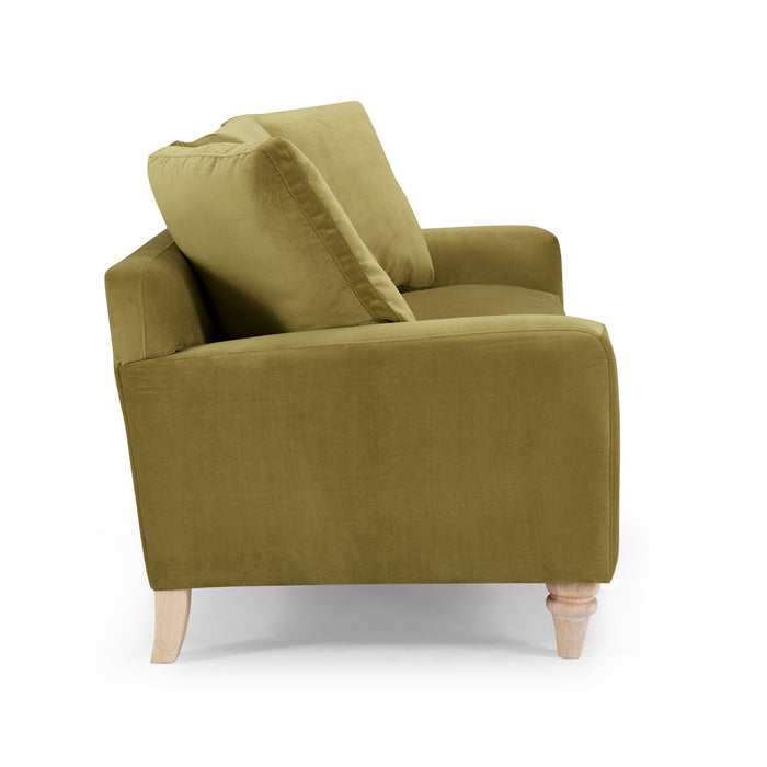 Covent 3 Seater Sofa With Scatter Back Cushions, Luxury Olive Green Velvet