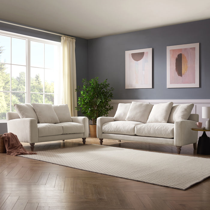Covent 2+3 Seater Sofa Set With Scatter Back Cushions, Luxury Ivory Linen