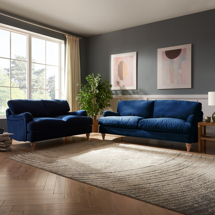 Oxford 2+3 Seater Sofa Set, Luxury Navy Blue Velvet
