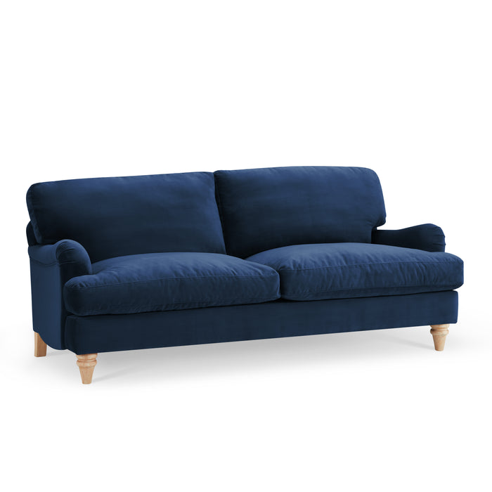 Oxford 3 Seater Sofa, Luxury Navy Blue Velvet