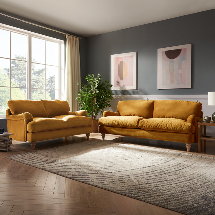 Oxford 3 Seater Sofa, Luxury Mustard Velvet