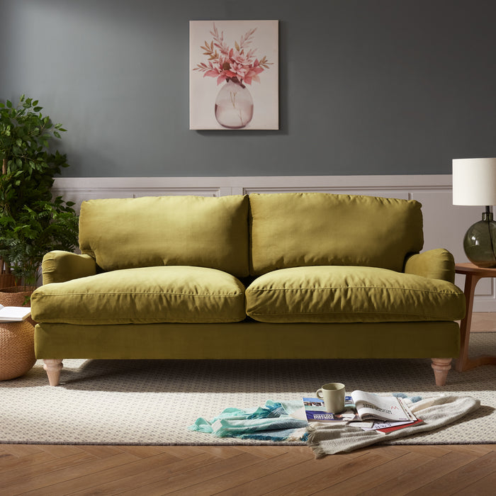 Oxford 3 Seater Sofa, Luxury Olive Green Velvet