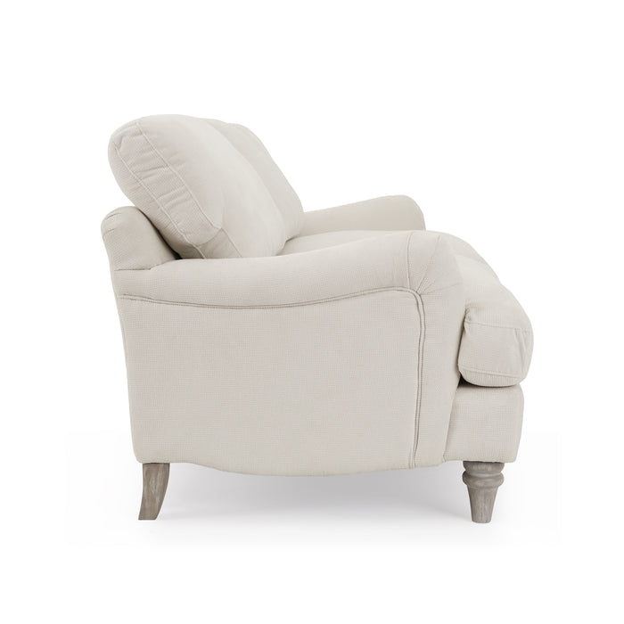 Oxford Loveseat with Footstool, Ivory Linen