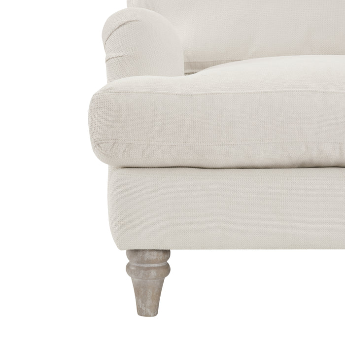 Oxford Loveseat with Footstool, Ivory Linen