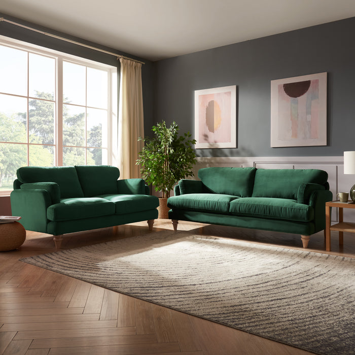 Regent 2+3 Seater Sofa Set, Luxury Dark Green Velvet