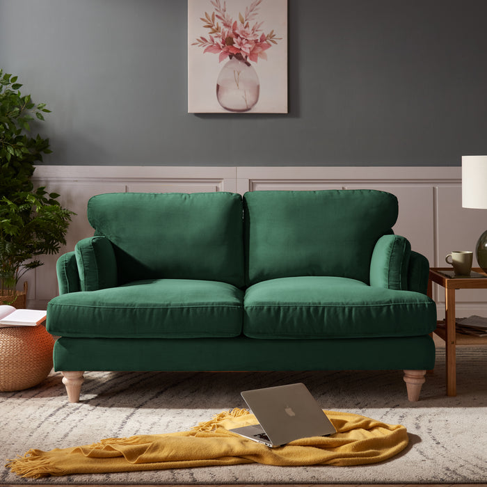 Regent 2 Seater Sofa, Luxury Dark Green Velvet
