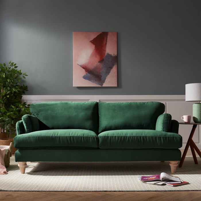 Regent 3 Seater Sofa, Luxury Dark Green Velvet