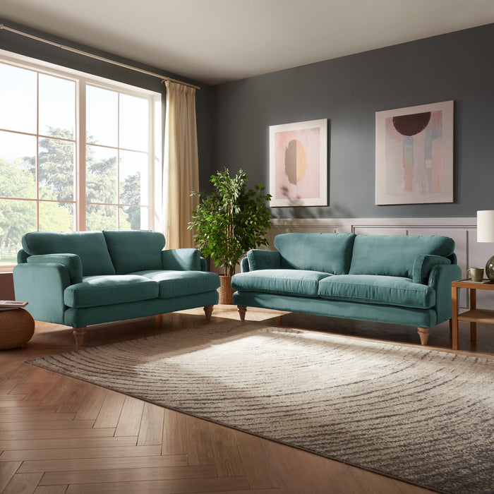 Regent 2+3 Seater Sofa Set, Luxury Teal Velvet
