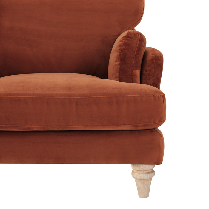 Regent 2 Seater Sofa, Luxury Burnt Orange Velvet