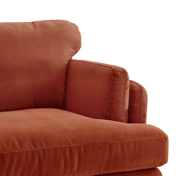 Regent 2 Seater Sofa, Luxury Burnt Orange Velvet