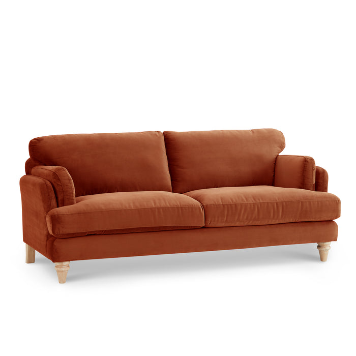 Regent 3 Seater Sofa, Luxury Burnt Orange Velvet
