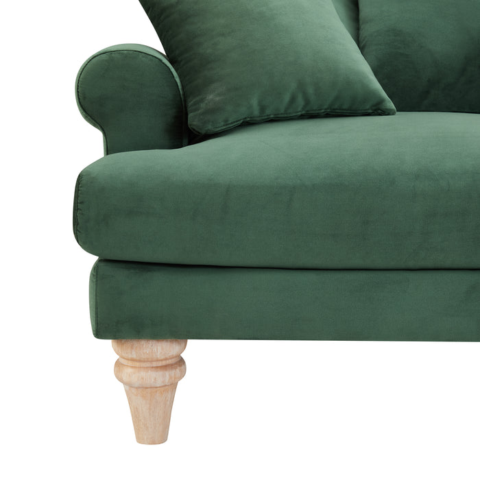 Churchill 2 Seater Sofa With Scatter Back Cushions, Luxury Dark Green Velvet