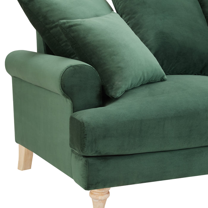 Churchill 2+3 Seater Sofa Set With Scatter Back Cushions, Luxury Dark Green Velvet