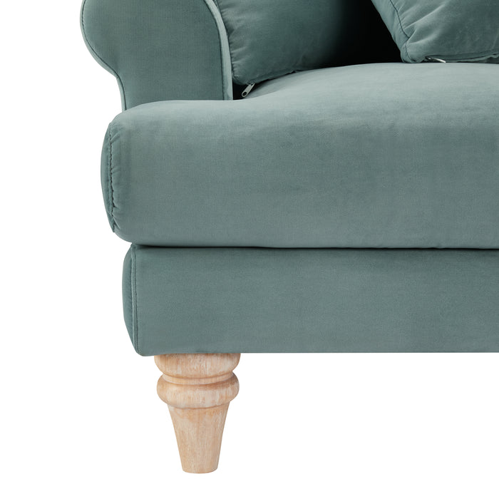 Churchill 2 Seater Sofa With Scatter Back Cushions, Luxury Teal Velvet